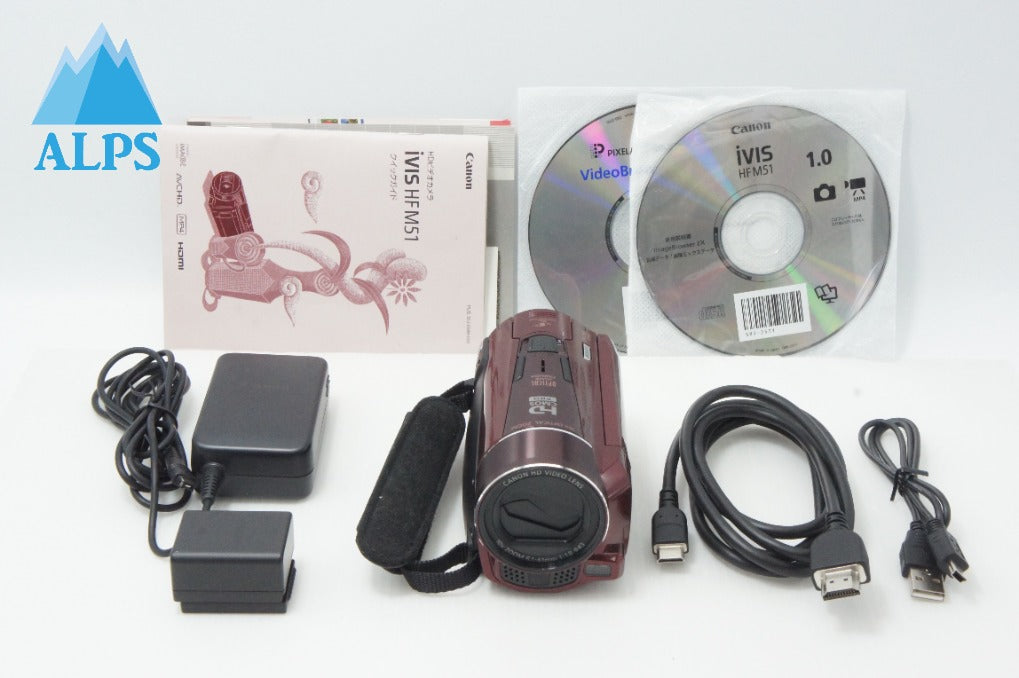 美品 Canon キヤノン iVIS HF M51 デジタルビデオカメラ レッド