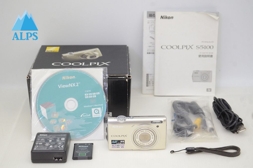 美品 Nikon ニコン COOLPIX S5100 コンパクトデジタルカメラ シルバー 元箱付 251209b