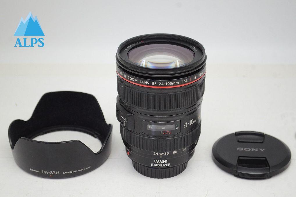 良品 Canon キヤノン EF 24-105mm F4L IS USM フルサイズ ズームレンズ フード付 251002y