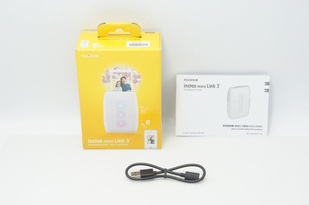 美品 FUJIFILM フジフイルム instax mini Link 3 スマートフォンプリンター クレイホワイト 元箱付 260710d