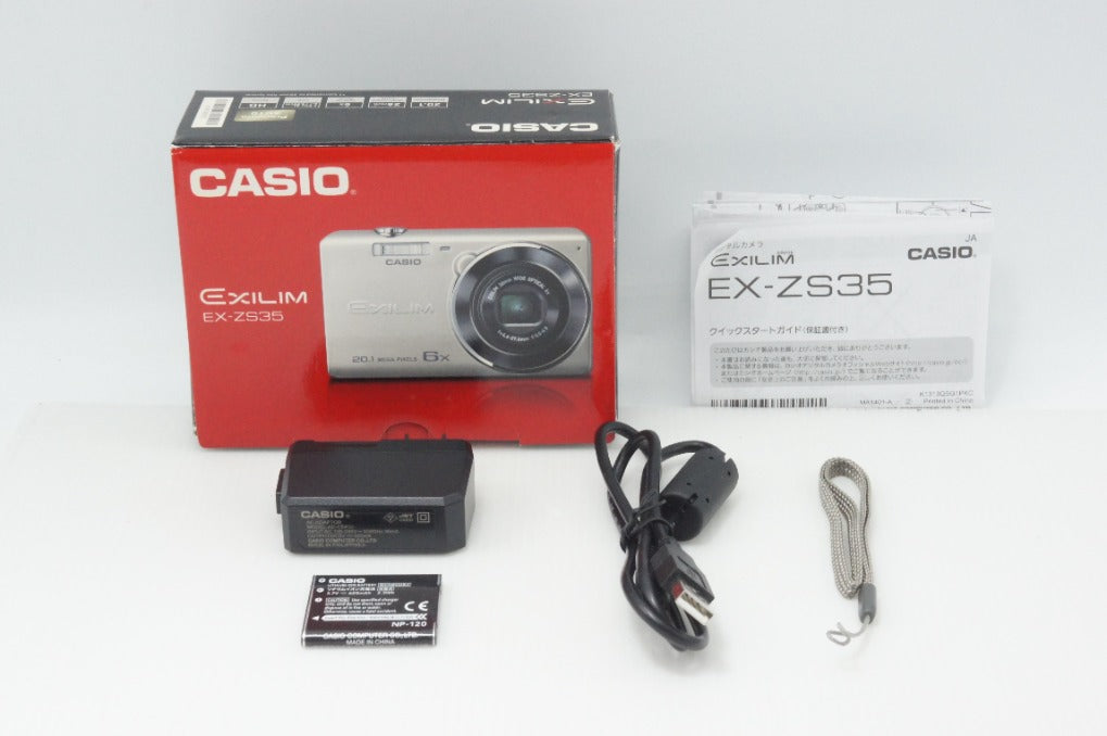 美品 CASIO カシオ EXILIM EX-ZS35 コンパクトデジタルカメラ シルバー 元箱付 260722a