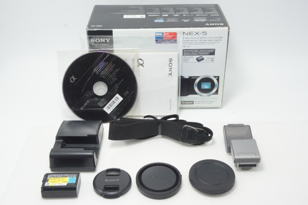 SONY ソニー NEX-5 ズームレンズキット( E 18-55mm OSS) ミラーレス一眼カメラ ブラック 元箱付 261001t