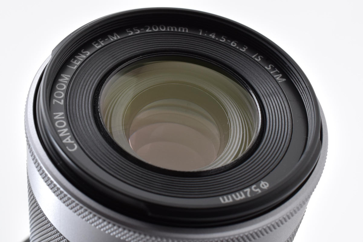 美品 Canon キヤノン EF-M 55-200mm F4.5-6.3 IS STM AFレンズ シルバー EF-Mマウント APS-C 260918j