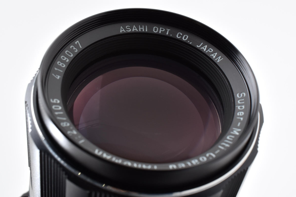良品 ASAHI PENTAX ペンタックス SMC TAKUMAR 105mm F2.8 M42マウント MFレンズ フード付 260924c