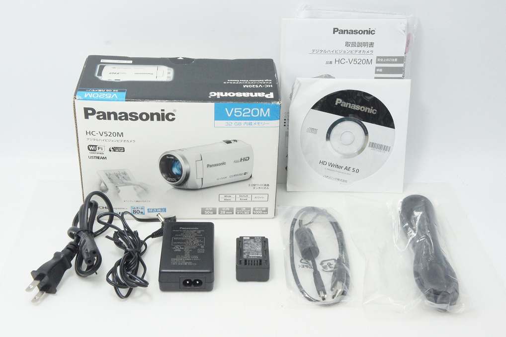 美品 Panasonic パナソニック HC-V520M デジタルビデオカメラ ホワイト 元箱付 260818ab
