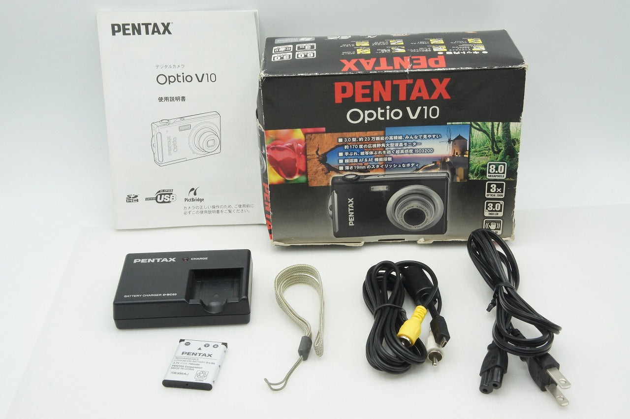 美品 PENTAX ペンタックス Optio V10 コンパクトデジタルカメラ ブラック 元箱付 260206i