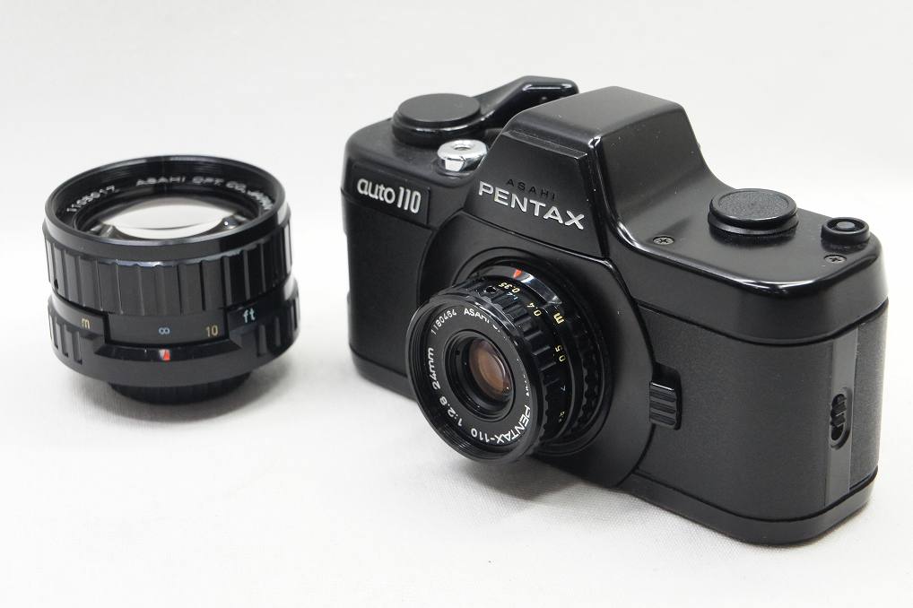 美品 PENTAX AUTO 110 + PENTAX-110 24mm F2.8 + PENTAX-110 50mm F2.8 フィルムカメラ 250530s【アルプスカメラ】