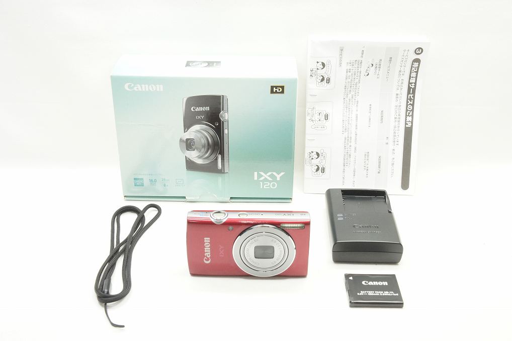 美品 Canon キヤノン IXY 120 コンパクトデジタルカメラ レッド 元箱付 240907y