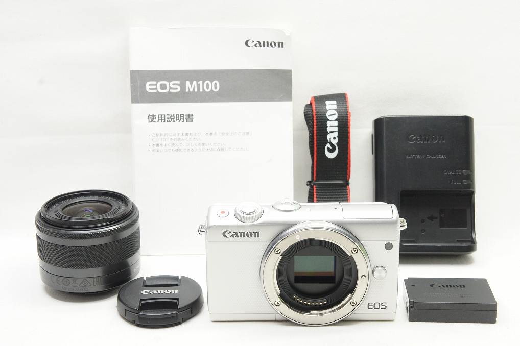 美品 Canon キヤノン EOS M100 + EF-M 15-45mm IS STM レンズキット ミラーレス一眼 ホワイト 24122 –  アルプスカメラ