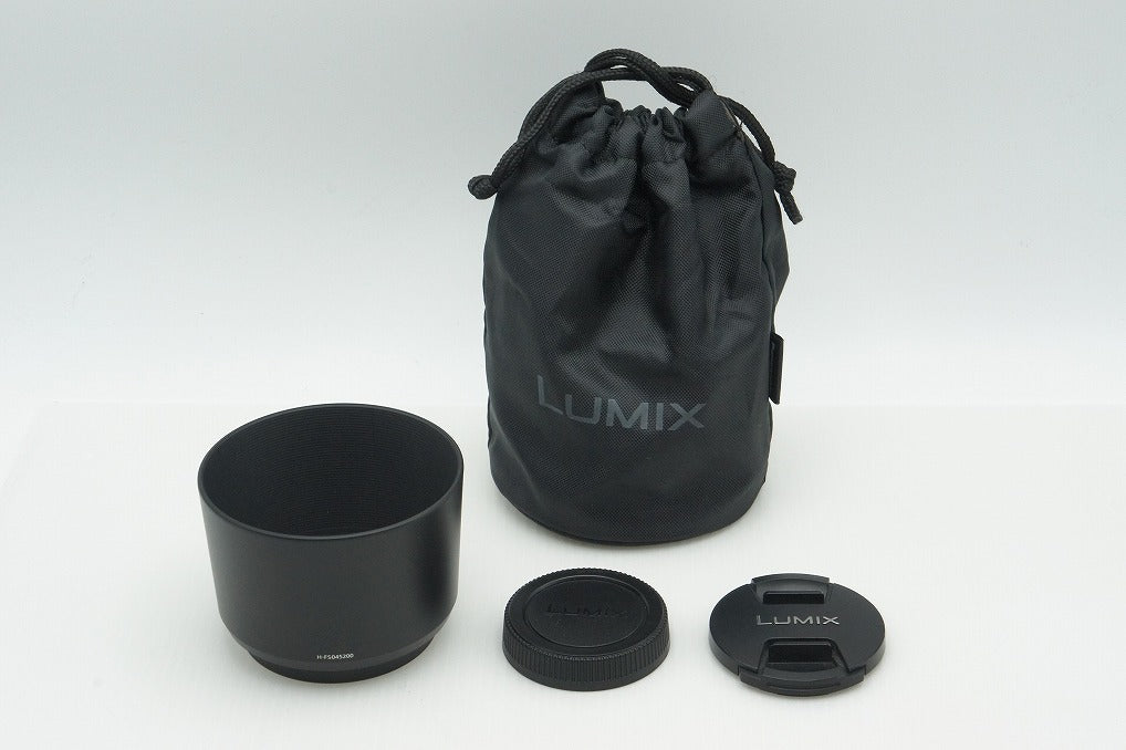 美品 Panasonic LUMIX G VARIO 45-200mm F4-5.6 MEGA O.I.S. H-FS045200 マイクロフォーサーズ フード付 260210l