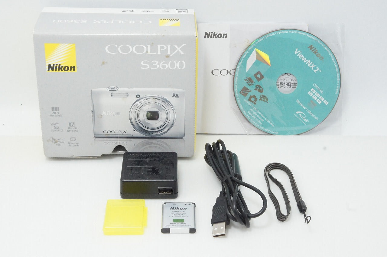 良品 Nikon ニコン COOLPIX S3600 コンパクトデジタルカメラ クリスタルシルバー 元箱付 260521s
