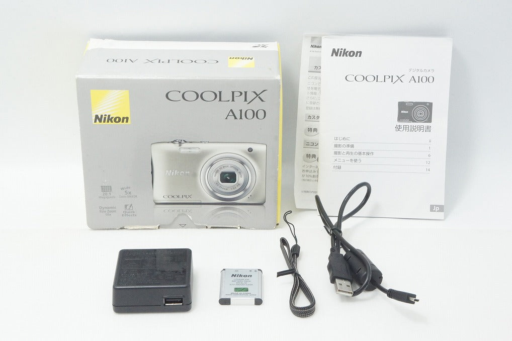 美品 Nikon ニコン COOLPIX A100 コンパクトデジタルカメラ シルバー 元箱付 260909w