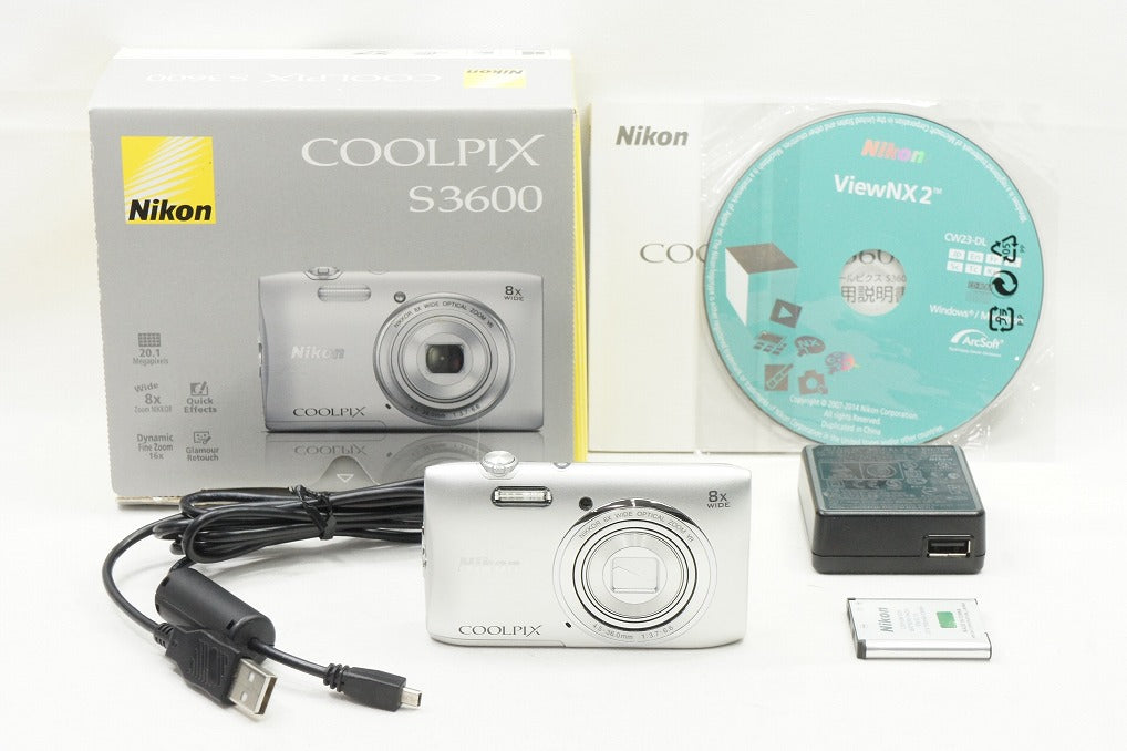 美品 Nikon ニコン COOLPIX S3600 コンパクトデジタルカメラ シルバー 
