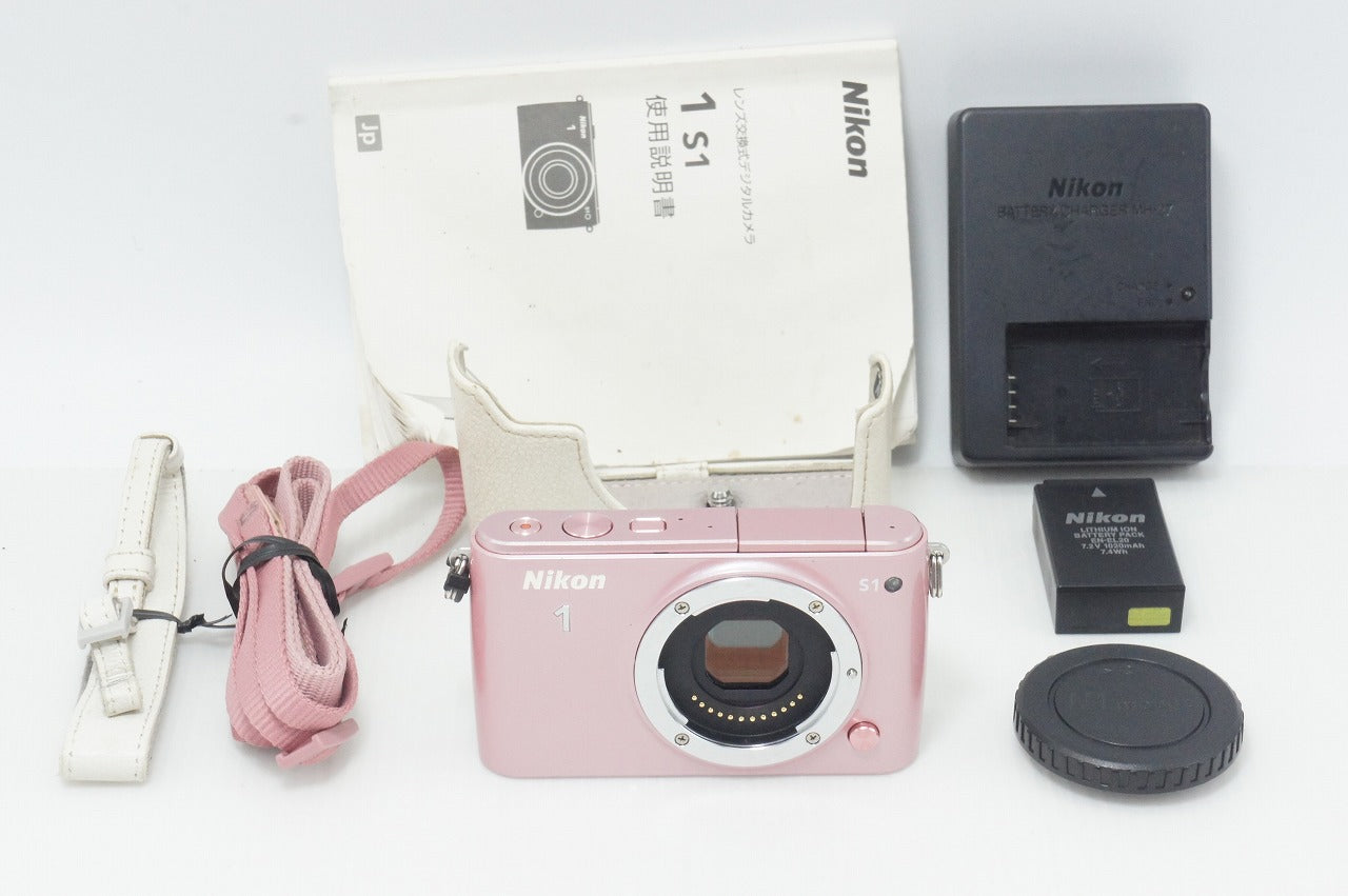 良品 Nikon ニコン 1 S1 ボディ ミラーレス一眼カメラ ホットピンク