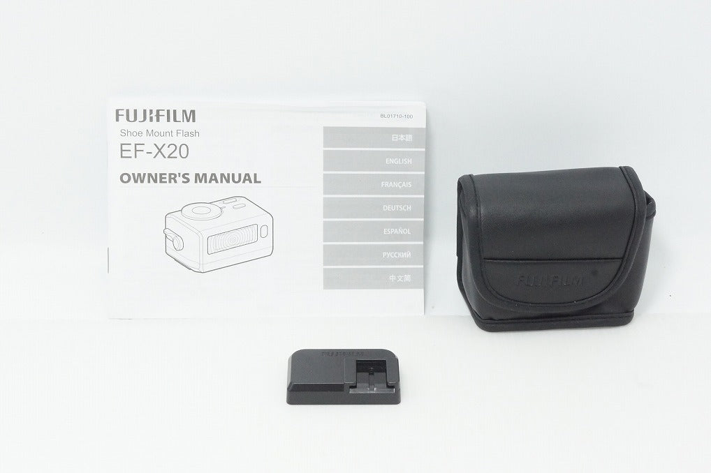 美品 FUJIFILM フジフィルム EF-X20 クリップオンフラッシュ ポーチ 三脚ネジアダプター付 260603ba