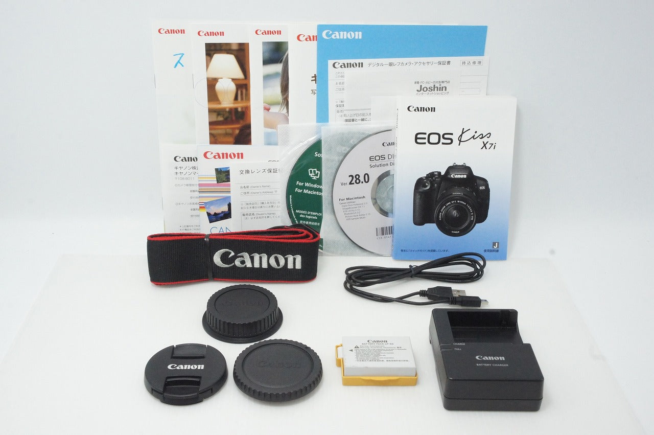 美品 Canon キヤノン EOS Kiss X7i ボディ + EF-S 18-55mm F3.5-5.6 IS STM デジタル一眼レフカメラ 260610aj