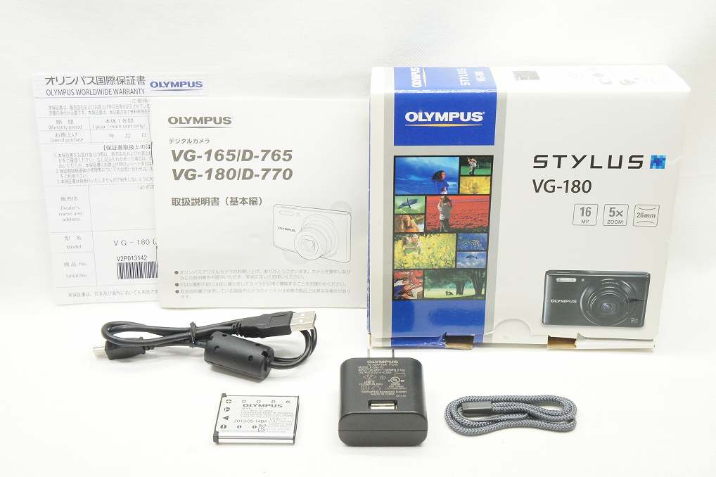 美品 OLYMPUS オリンパス STYLUS VG-180 コンパクトデジタルカメラ ブラック 250628l