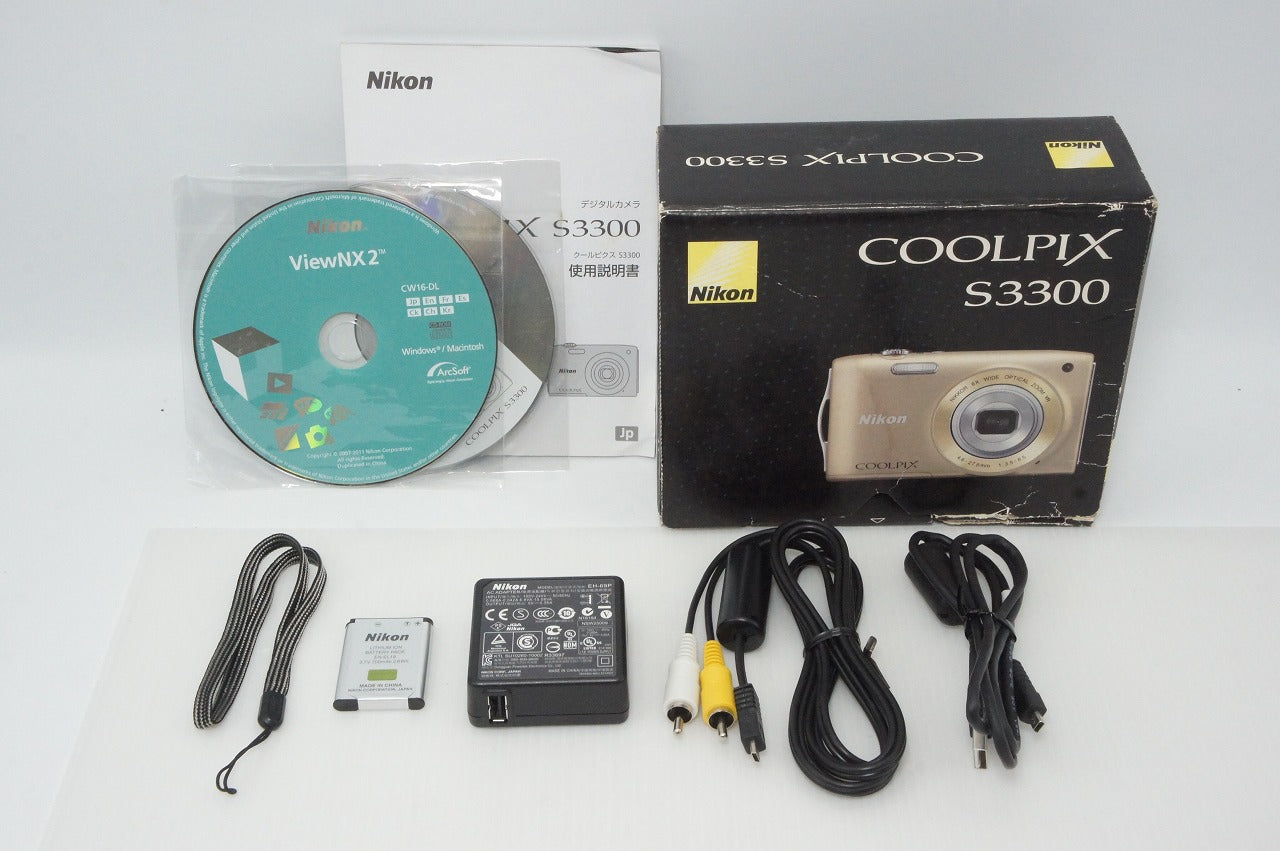 美品 Nikon ニコン COOLPIX S3300 コンパクトデジタルカメラ スイートゴールド 元箱付 260420d