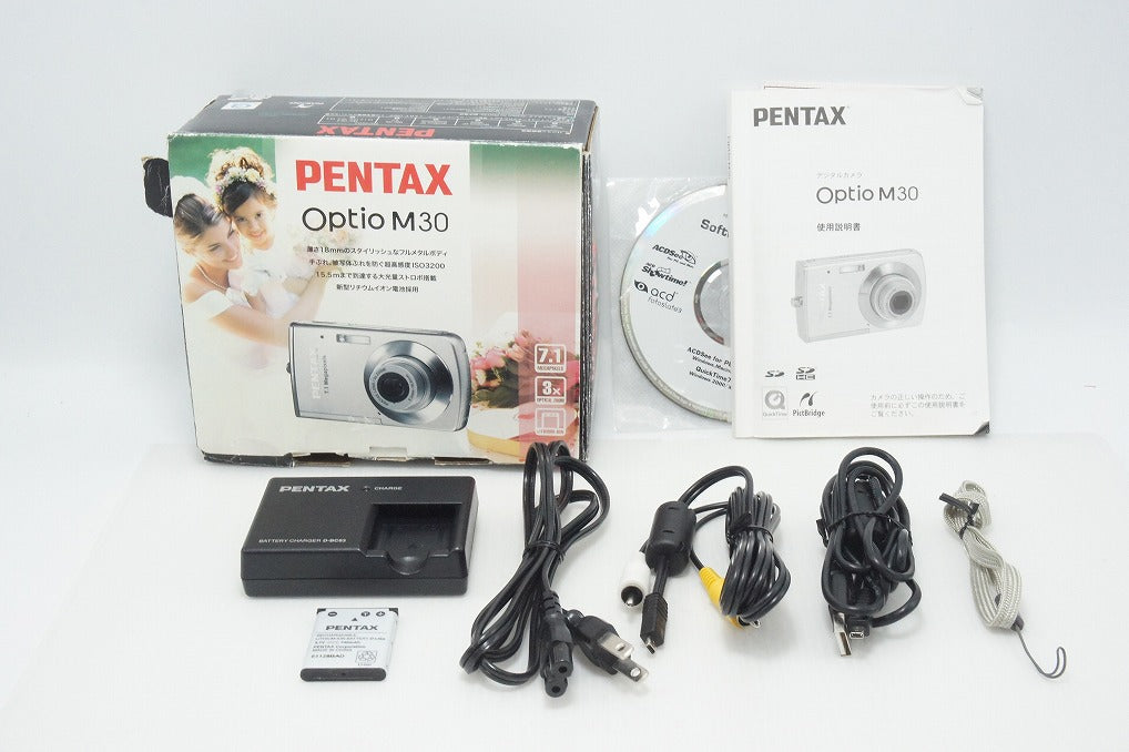 美品 PENTAX ペンタックス Optio M30 コンパクトデジタルカメラ シルバー 元箱付 260730v