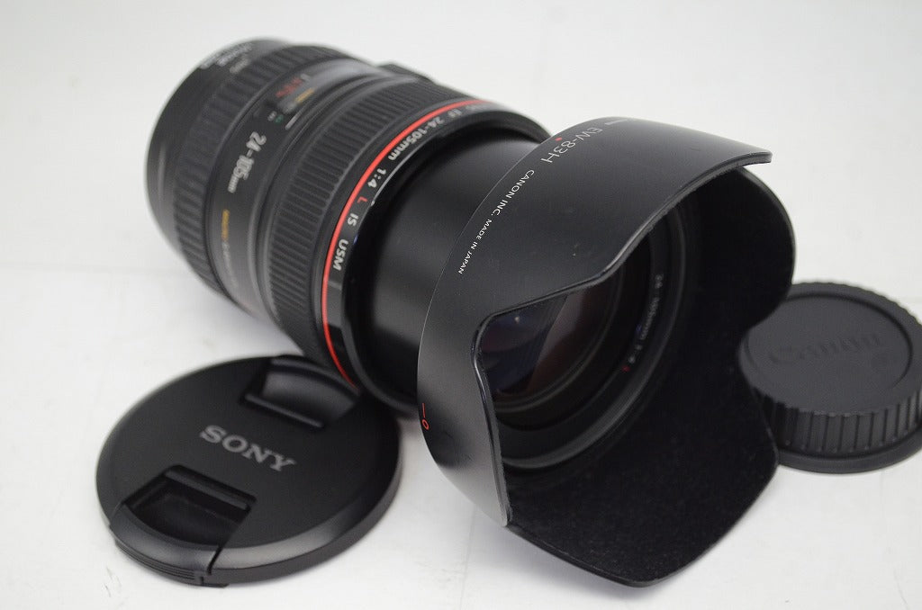 良品 Canon キヤノン EF 24-105mm F4L IS USM フルサイズ ズームレンズ フード付 251002y