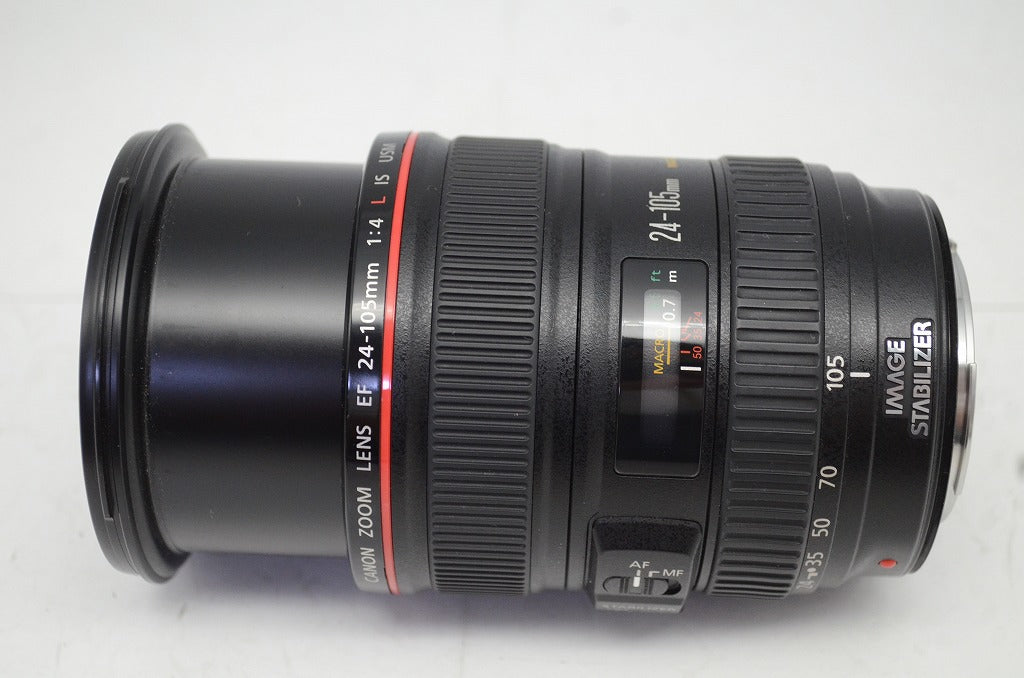 良品 Canon キヤノン EF 24-105mm F4L IS USM フルサイズ ズームレンズ フード付 251002y
