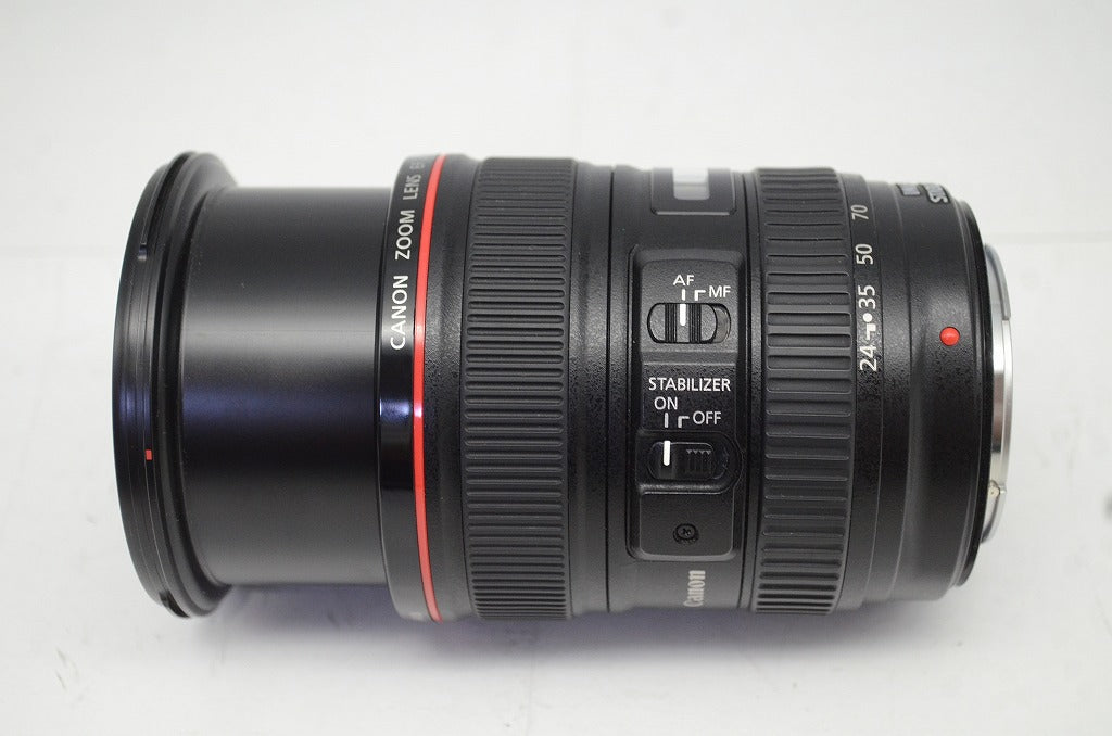 良品 Canon キヤノン EF 24-105mm F4L IS USM フルサイズ ズームレンズ フード付 251002y