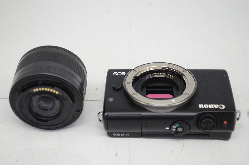 良品 Canon キヤノン EOS M100 + EF-M 15-45mm IS STM レンズキット ミラーレス一眼カメラ ブラック 251008g