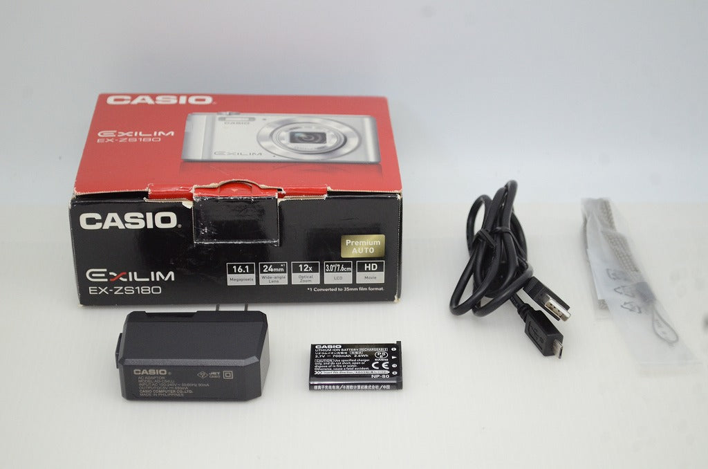良品 CASIO カシオ EXILIM EX-ZS180 コンパクトデジタルカメラ シルバー 元箱付 251104b