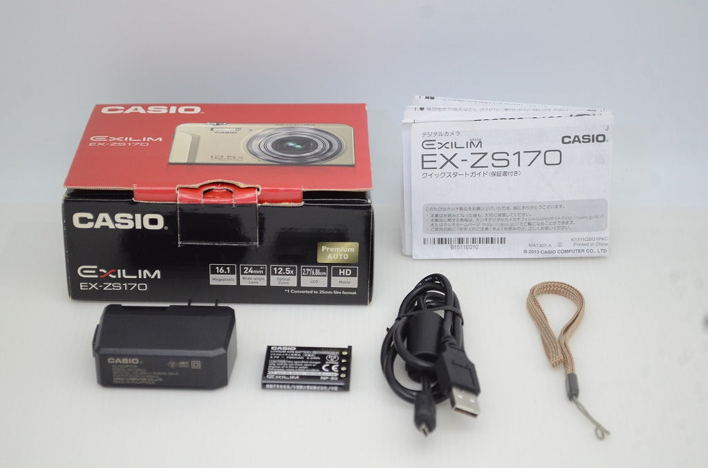 良品 CASIO カシオ EXILIM EX-ZS170 コンパクトデジタルカメラ ゴールド 元箱付 251104af