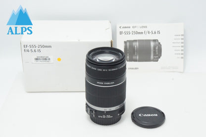 美品 Canon キヤノン EF-S 55-250mm F4-5.6 IS APS-C ズームレンズ 元箱付 260616ai