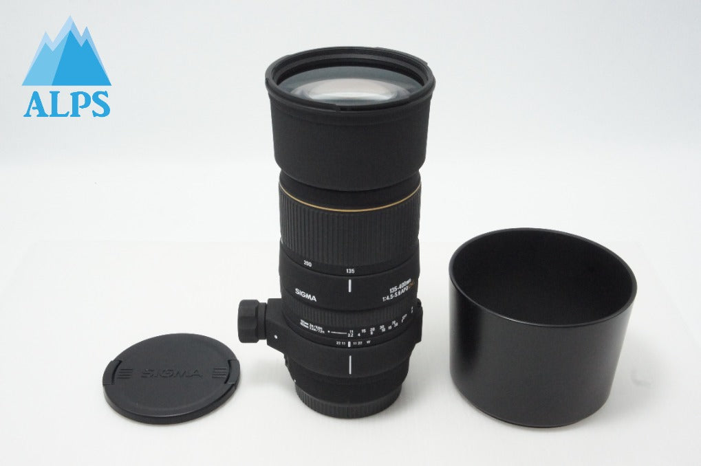 良品 SIGMA シグマ AF APO 135-400mm F4.5-5.6 DG Canon キヤノン EFマウント ズームレンズ フード付 260618ah