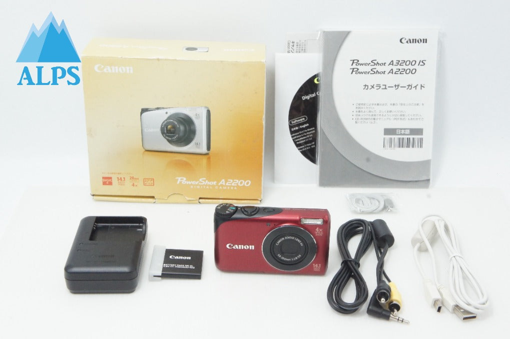 美品 Canon キヤノン PowerShot A2200 コンパクトデジタルカメラ レッド 元箱付 260612s