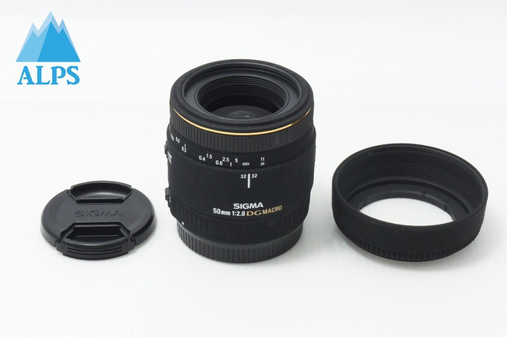 良品 SIGMA シグマ AF 50mm F2.8 EX DG MACRO Canon キヤノン EFマウント 単焦点レンズ フード付 260624aj