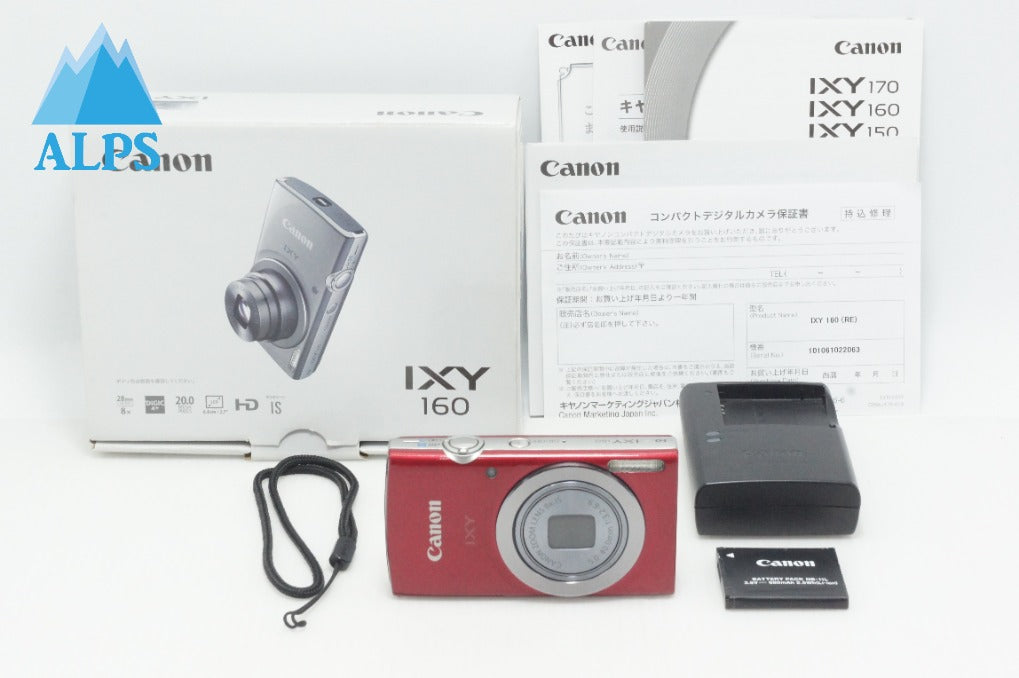 美品 Canon キヤノン IXY 160 コンパクトデジタルカメラ レッド 元箱付 260630ac