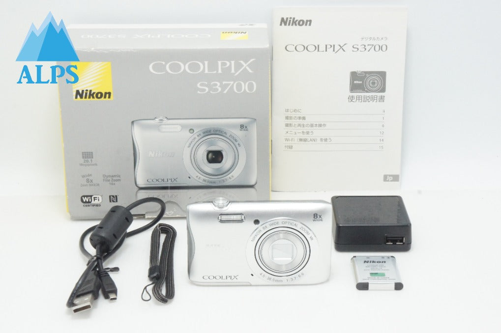 美品 Nikon ニコン COOLPIX S3700 コンパクトデジタルカメラ シルバー 元箱付 260701a