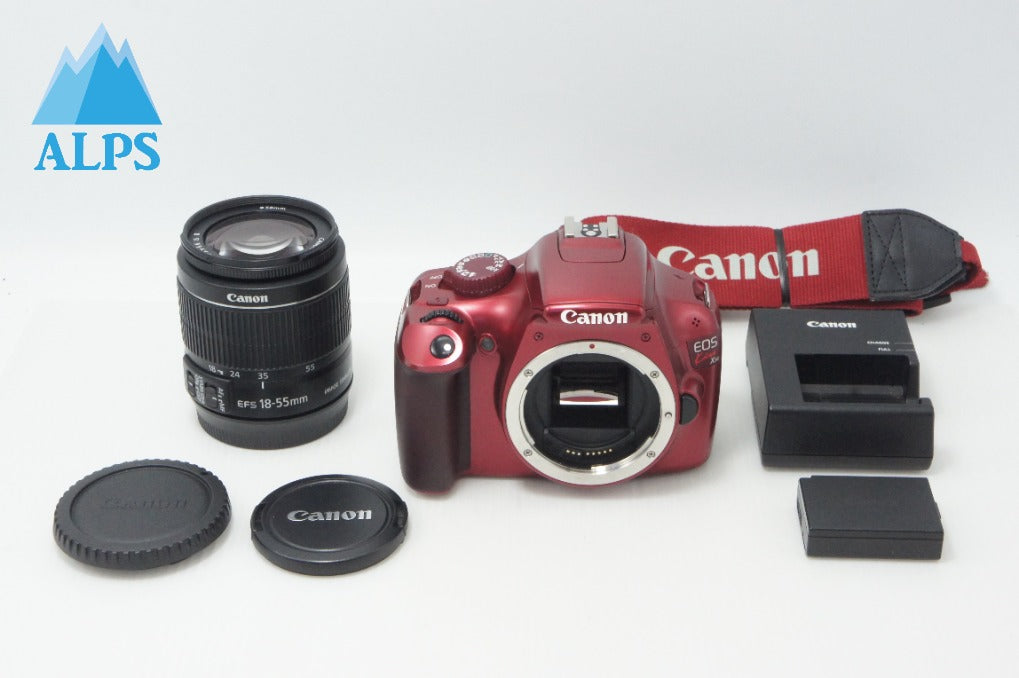 良品 Canon キヤノン EOS Kiss X50 ボディ+ EF-S 18-55mm IS II レンズキット デジタル一眼レフカメラ レッド 260701j