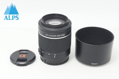 美品 SONY ソニー DT 55-200mm F4-5.6 SAM SAL55200-2 MINOLTA ミノルタ αマウント ズームレンズ フード付 260703ah