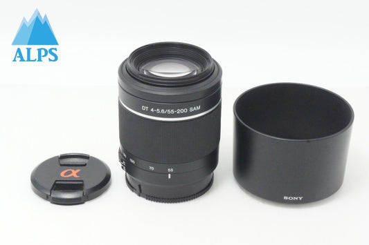 美品 SONY ソニー DT 55-200mm F4-5.6 SAM SAL55200-2 MINOLTA ミノルタ αマウント ズームレンズ フード付 260703ah