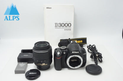 美品 Nikon ニコン D3000 レンズキット (AF-S DX NIKKOR 18-55mm F3.5-5.6G VR) デジタル一眼レフカメラ 260706a
