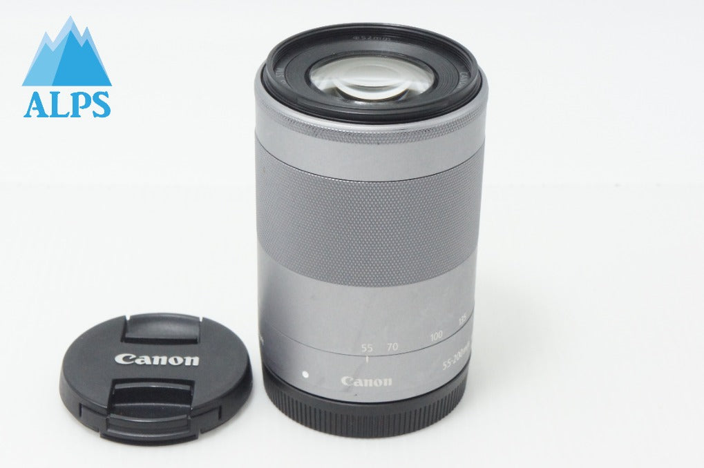 良品 Canon キヤノン EF-M 55-200mm F4.5-6.3 IS STM シルバー APS-C EF-Mマウント ズームレンズ 260708o