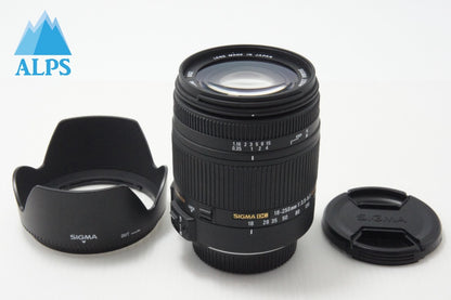 美品 SIGMA シグマ 18-250mm F3.5-6.3 DC MACRO OS HSM Nikon ニコン Fマウント APS-C ズームレンズ フード付 260717a