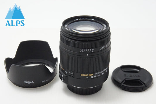 美品 SIGMA シグマ 18-250mm F3.5-6.3 DC MACRO OS HSM Nikon ニコン Fマウント APS-C ズームレンズ フード付 260717a