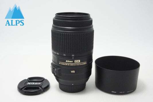 美品 Nikon ニコン AF-S DX NIKKOR 55-300mm F4.5-5.6G ED VR APS-C ズームレンズ フード付 260724c