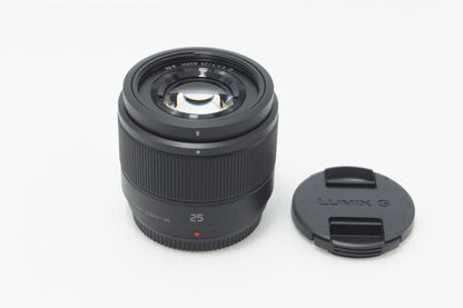 美品 Panasonic パナソニック LUMIX G 25mm F1.7 ASPH. H-H025 マイクロフォーサーズ 単焦点レンズ ブラック 260618ac