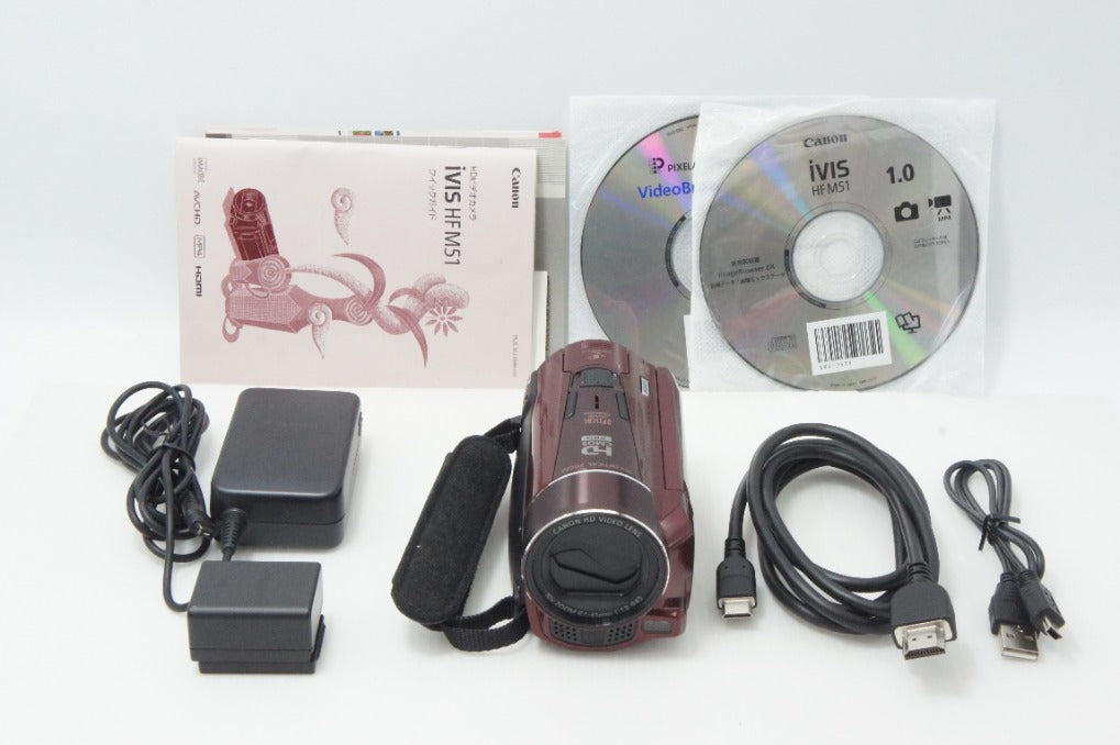 美品 Canon キヤノン iVIS HF M51 デジタルビデオカメラ レッド 260624az
