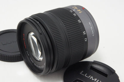 美品 Panasonic LUMIX G VARIO 14-42mm F3.5-5.6 ASPH. MEGA O.I.S H-FS014042 マイクロフォーサーズ フード付 260620ag