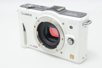 Excellent Panasonic LUMIX DMC-GF2 Body Mirrorless Camera White with Original Box 260620ae