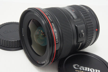 良品 Canon キヤノン EF 17-40mm F4L USM フルサイズ ズームレンズ フード付 260625f