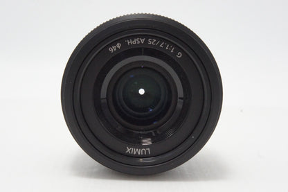美品 Panasonic パナソニック LUMIX G 25mm F1.7 ASPH. H-H025 マイクロフォーサーズ 単焦点レンズ ブラック 260618ac