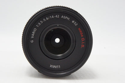 美品 Panasonic LUMIX G VARIO 14-42mm F3.5-5.6 ASPH. MEGA O.I.S H-FS014042 マイクロフォーサーズ フード付 260620ag